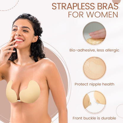 2 Pairs Sticky Bra Backless Adhesive Strapless Invisible Stick on Bras for Women