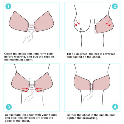 2 Pairs Sticky Bra Strapless Adhesive Invisible Push up Bra for Women