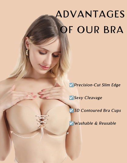 2 Pairs Sticky Bra Strapless Adhesive Invisible Push up Bra for Women