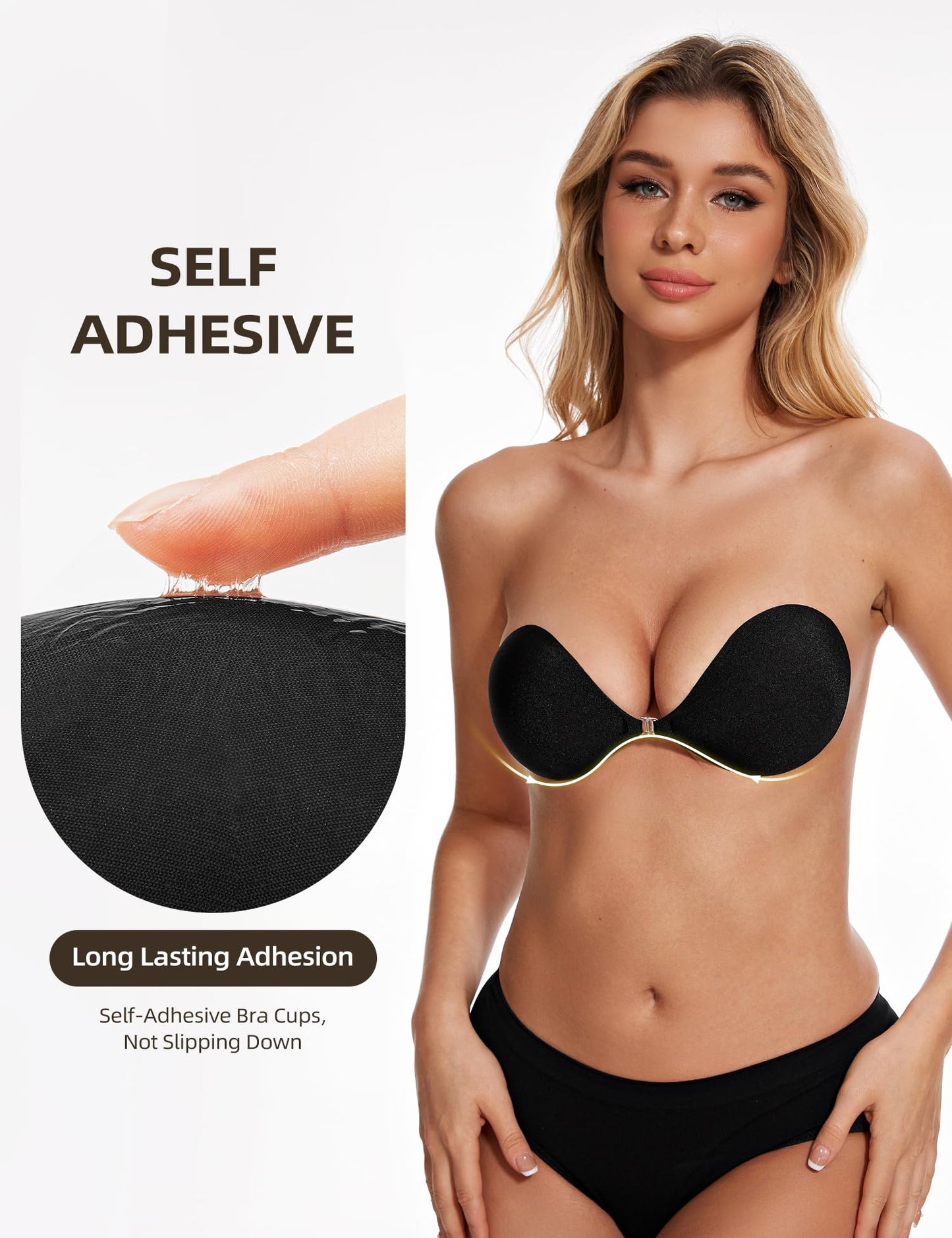 Adhesive Strapless Bra for Women Sticky Invisible Push up Silicone Bra
