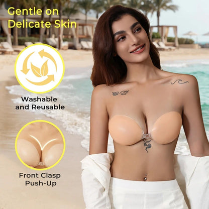 Adhesive Strapless Sticky Bra Invisible Push Up for Backless Dress