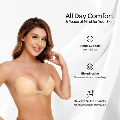 Adhesive Strapless Sticky Bra Invisible Push Up for Backless Dress