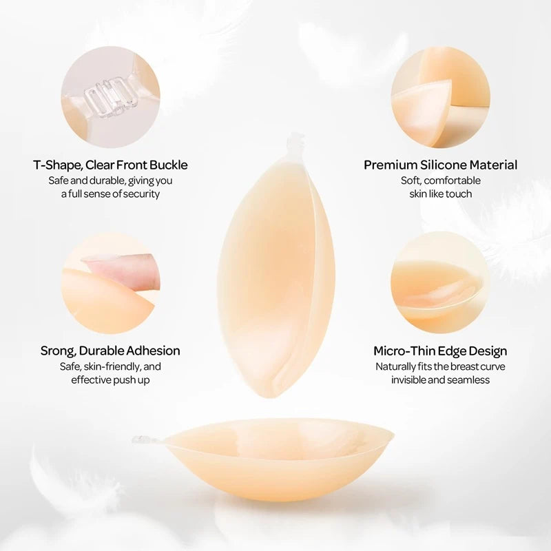 Adhesive Strapless Sticky Bra Invisible Push Up for Backless Dress