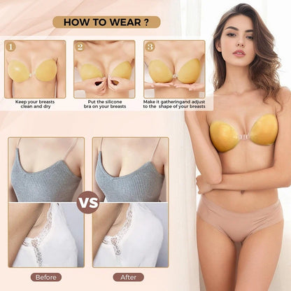 Adhesive Strapless Sticky Bra Invisible Push Up for Backless Dress