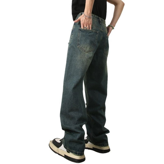 Baggy Jeans for Men Ripped Straight Leg Pants Y2K Distressed Denim Streetwear