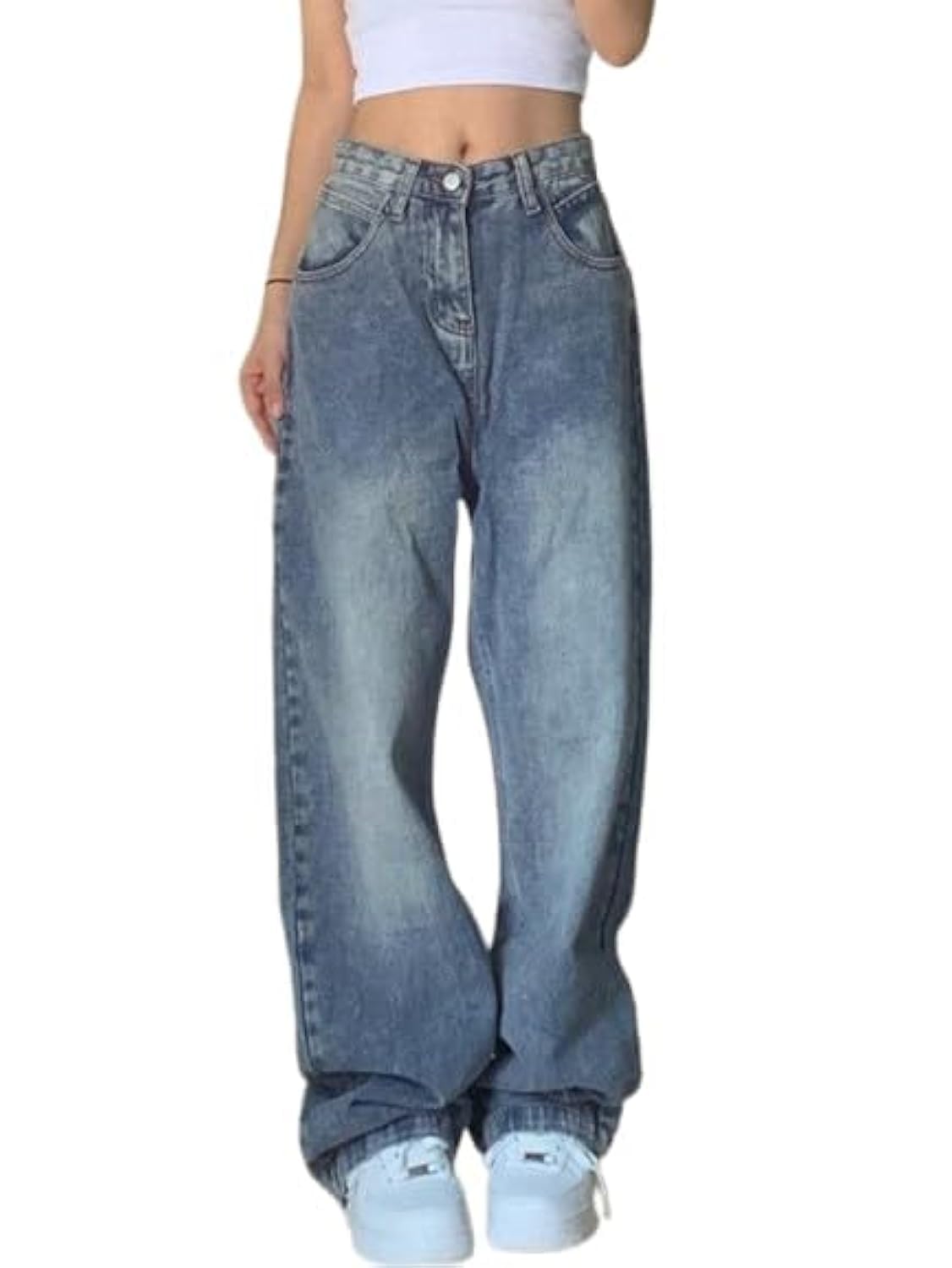 Baggy Jeans for Women Wide Leg Straight Denim Pants Boyfriend Trousers