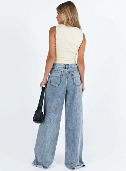 Baggy Jeans for Women Wide Leg Straight Trousers Floor Length Palazzo Denim