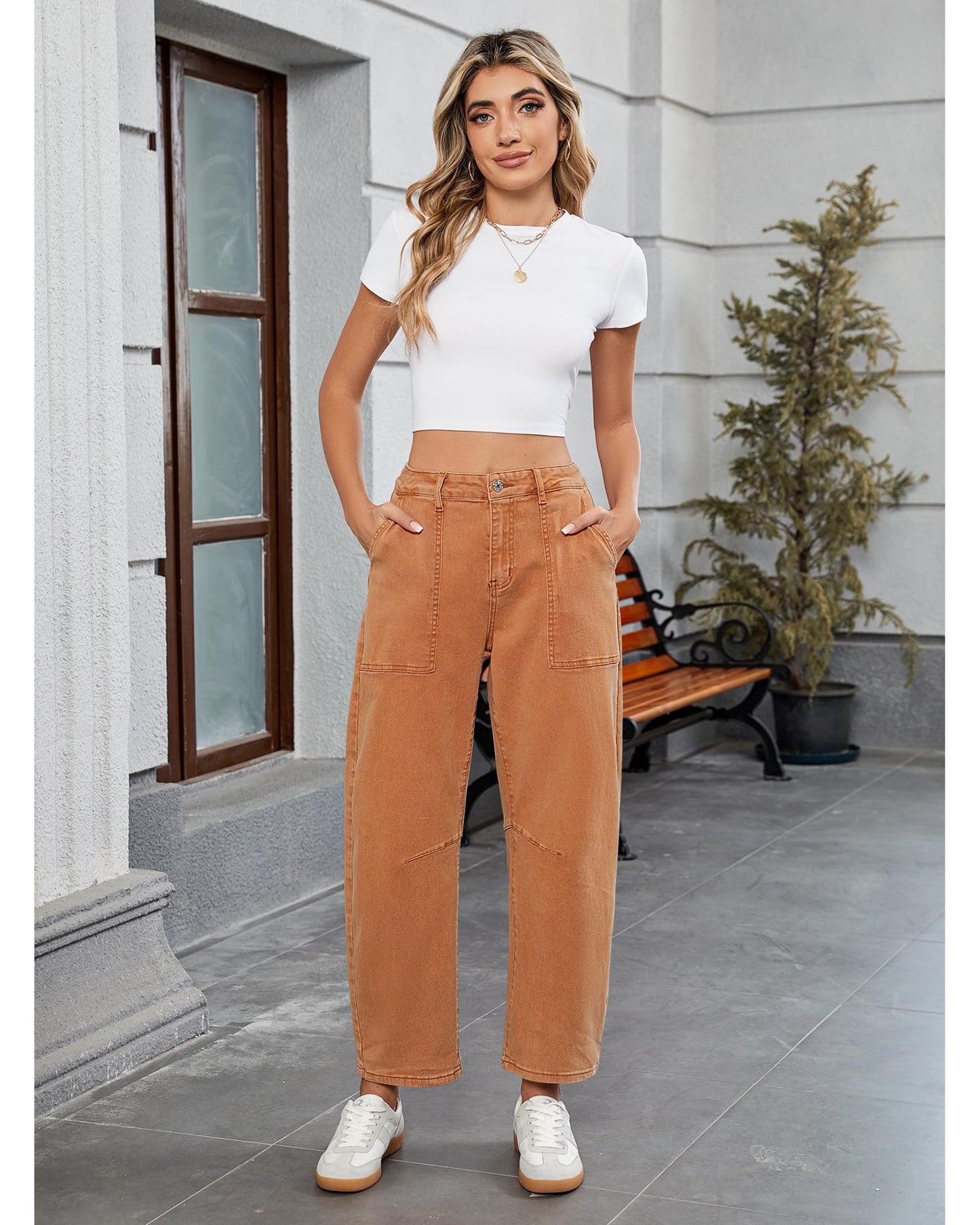 Barrel Jeans for Women High Waisted Wide Leg Baggy Denim Trouser Jeans