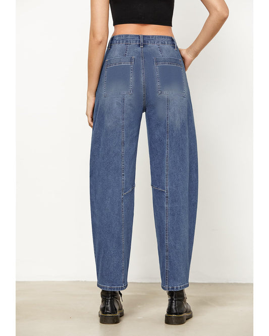 Barrel Jeans for Women High Waisted Wide Leg Baggy Denim Trouser Jeans
