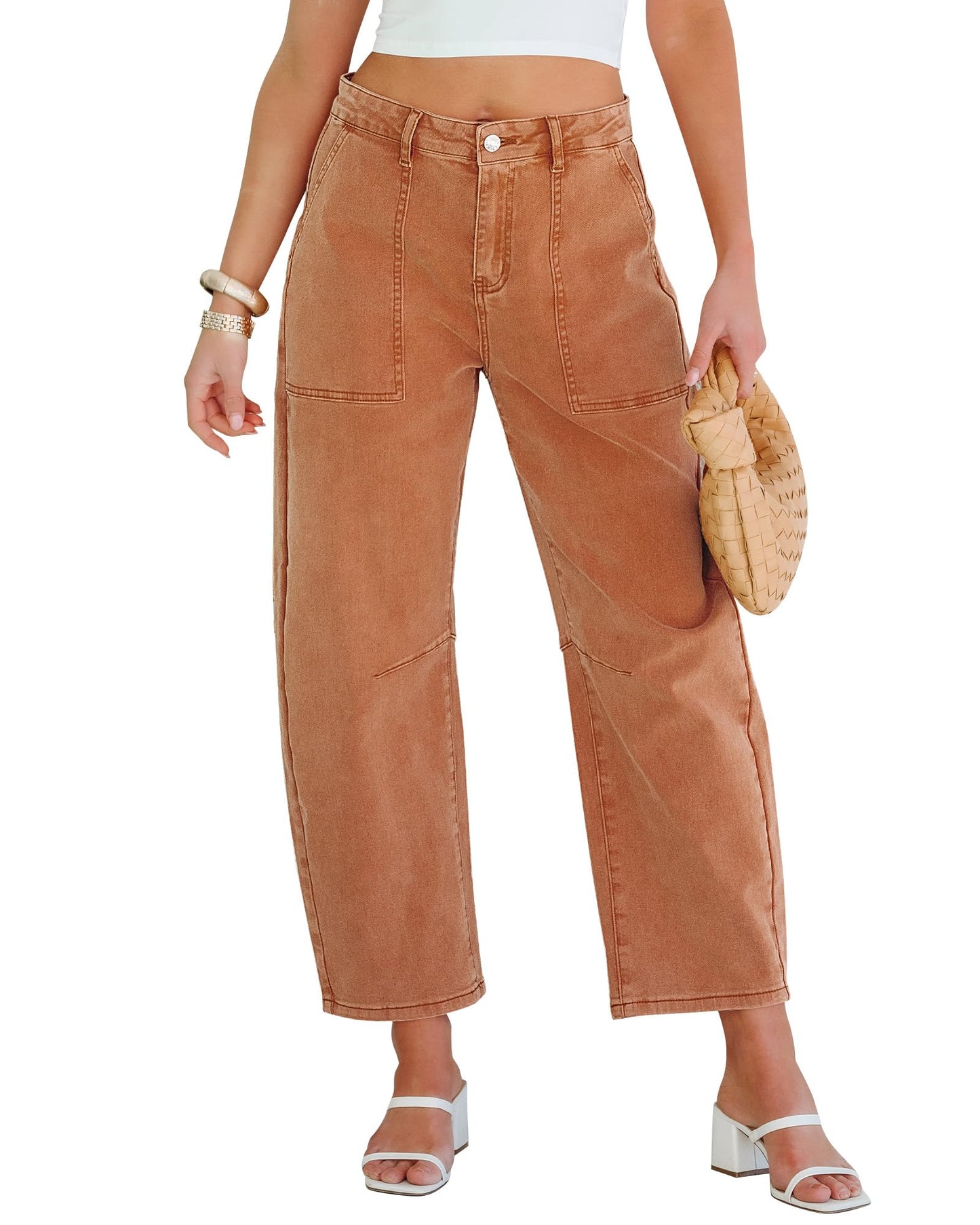 Barrel Jeans for Women High Waisted Wide Leg Baggy Denim Trouser Jeans