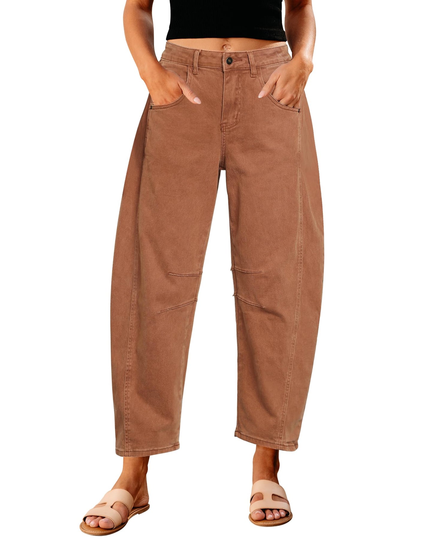 Barrel Jeans for Women High Waisted Stretch Denim Trouser Ankle Pants