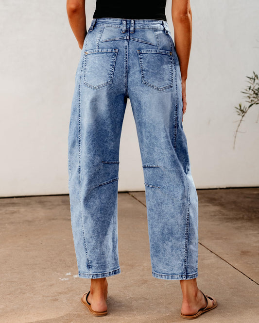 Barrel Jeans for Women High Waisted Stretch Denim Trouser Ankle Pants