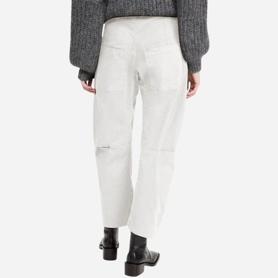 Barrel jeans for women high waisted wide leg baggy denim in white, back view