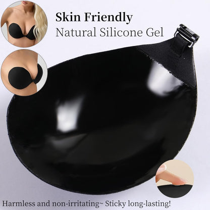 Invisible Adhesive Bra Sticky Strapless Bra with Halter Neck Strap