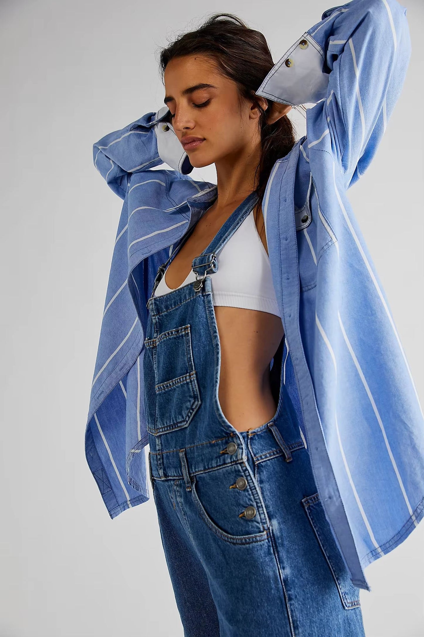 Denim Overalls Jumpsuit Rompers Women Y2k Baggy Bib Long Pants Jeans Streetwear