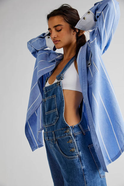 Denim Overalls Jumpsuit Rompers Women Y2k Baggy Bib Long Pants Jeans Streetwear