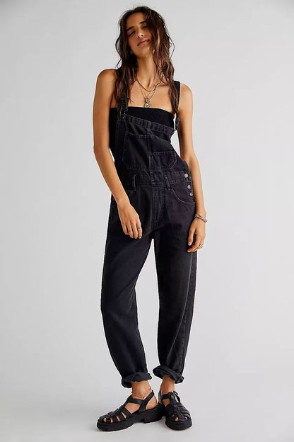 Denim Overalls Jumpsuit Rompers Women Y2k Baggy Bib Long Pants Jeans Streetwear
