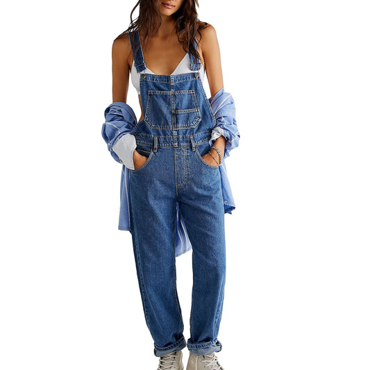 Denim Overalls Jumpsuit Rompers Women Y2k Baggy Bib Long Pants Jeans Streetwear