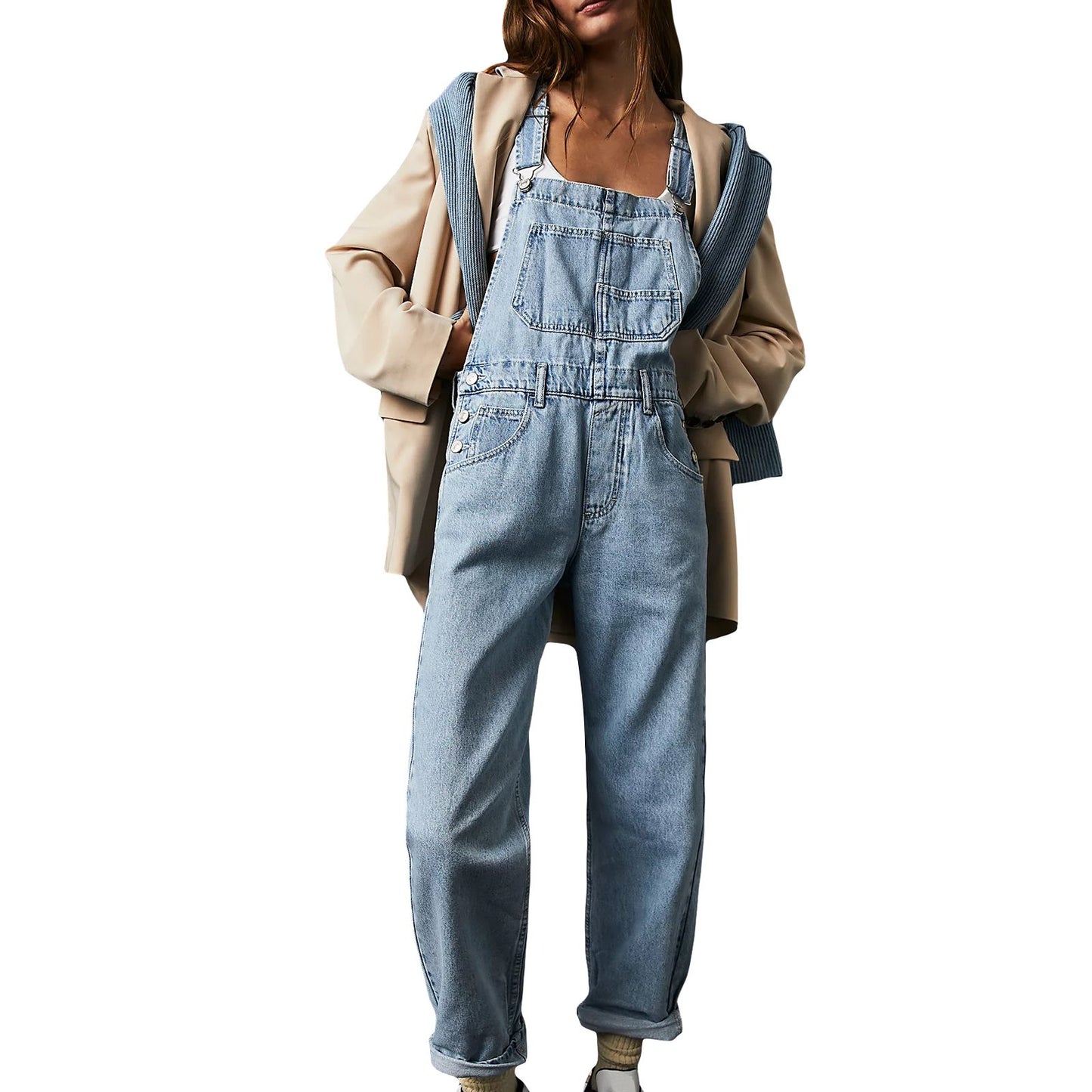 Denim Overalls Jumpsuit Rompers Women Y2k Baggy Bib Long Pants Jeans Streetwear