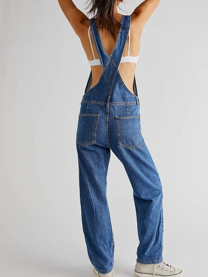 Denim Overalls Jumpsuit Rompers Women Y2k Baggy Bib Long Pants Jeans Streetwear