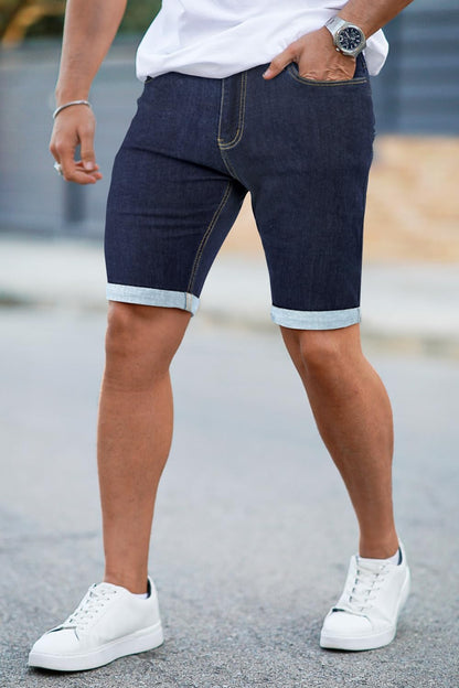 Denim Shorts Men Stretch Skinny Jean Short Pants for Men