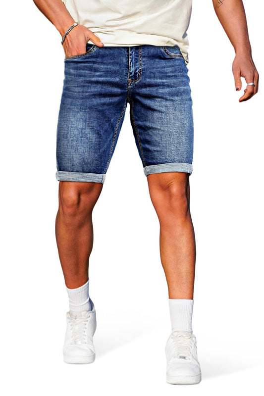 Denim Shorts Men Stretch Skinny Jean Short Pants for Men