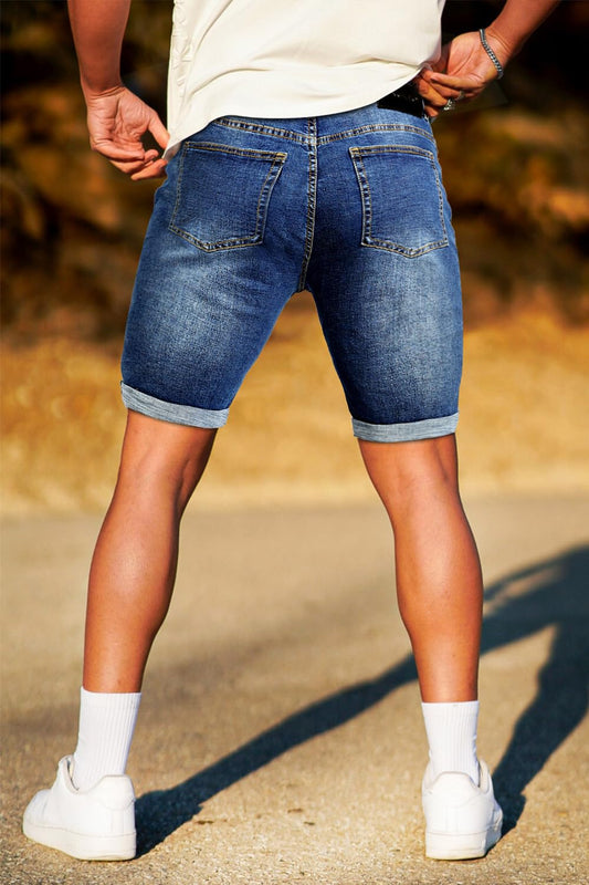 Denim Shorts Men Stretch Skinny Jean Short Pants for Men
