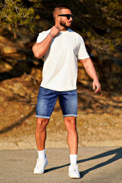 Denim Shorts Men Stretch Skinny Jean Short Pants for Men