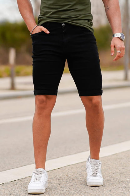 Denim Shorts Men Stretch Skinny Jean Short Pants for Men