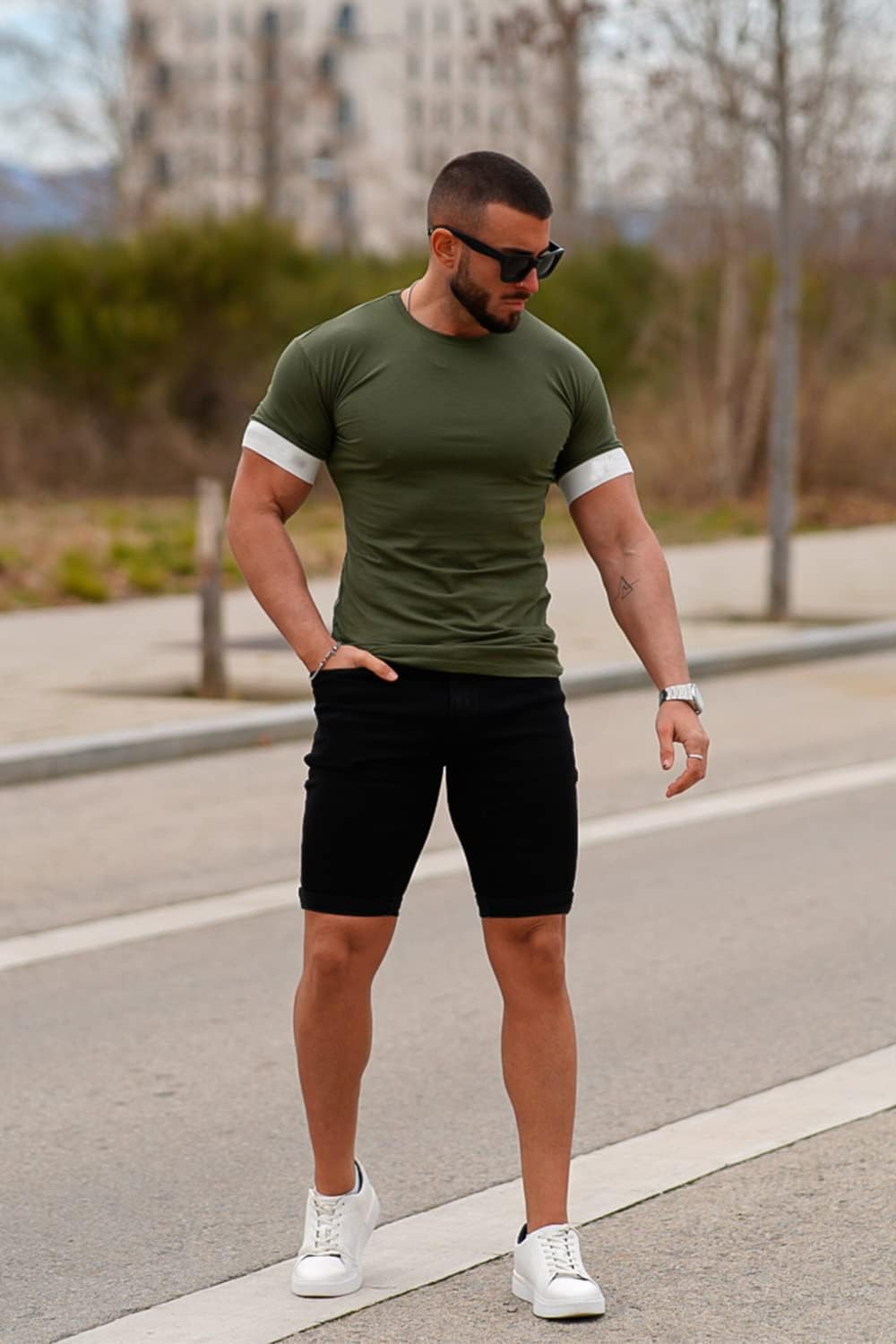 Denim Shorts Men Stretch Skinny Jean Short Pants for Men