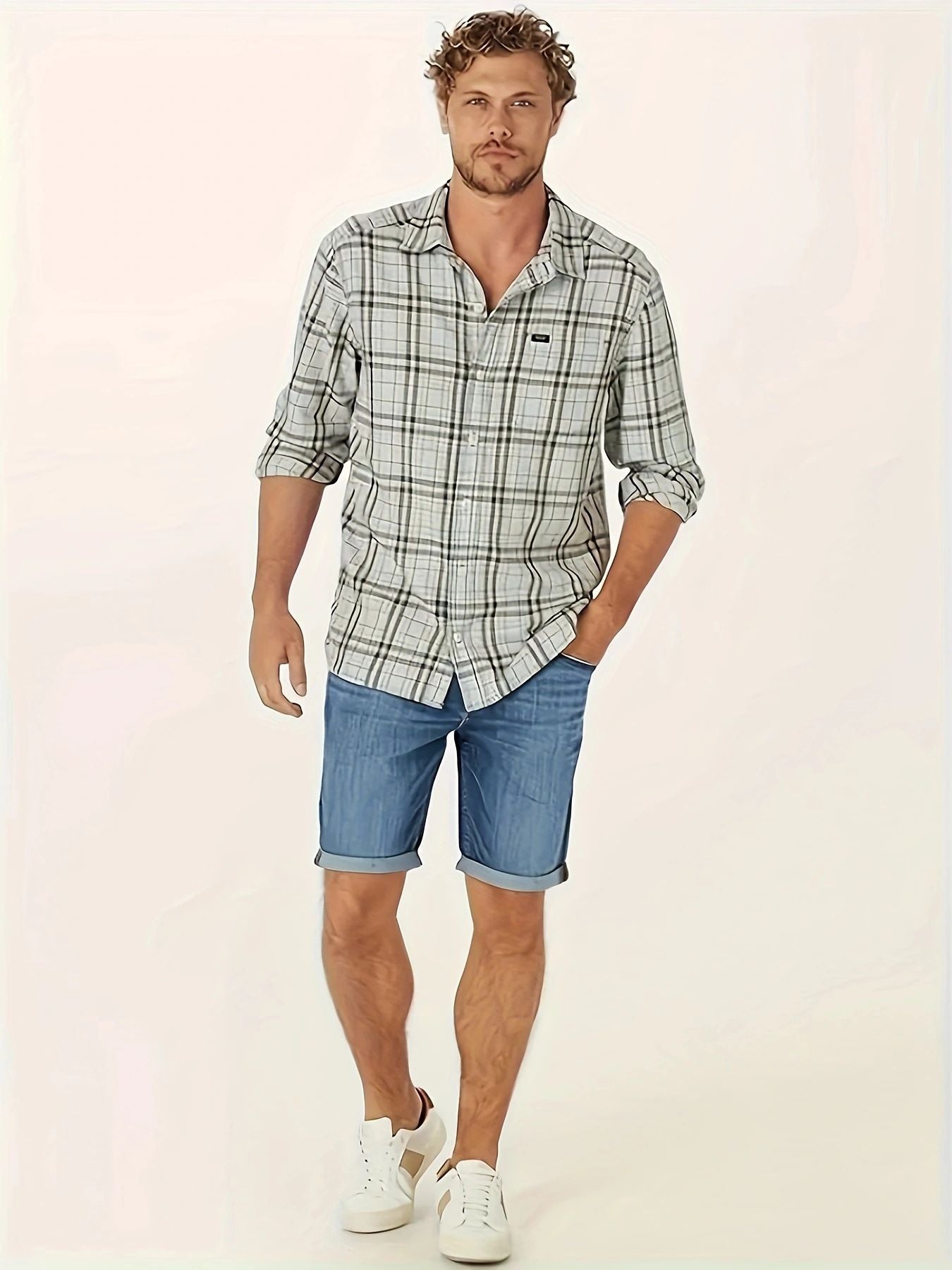 Denim Shorts Men Stretch Cuffed Skinny Jean Short Pants for Men