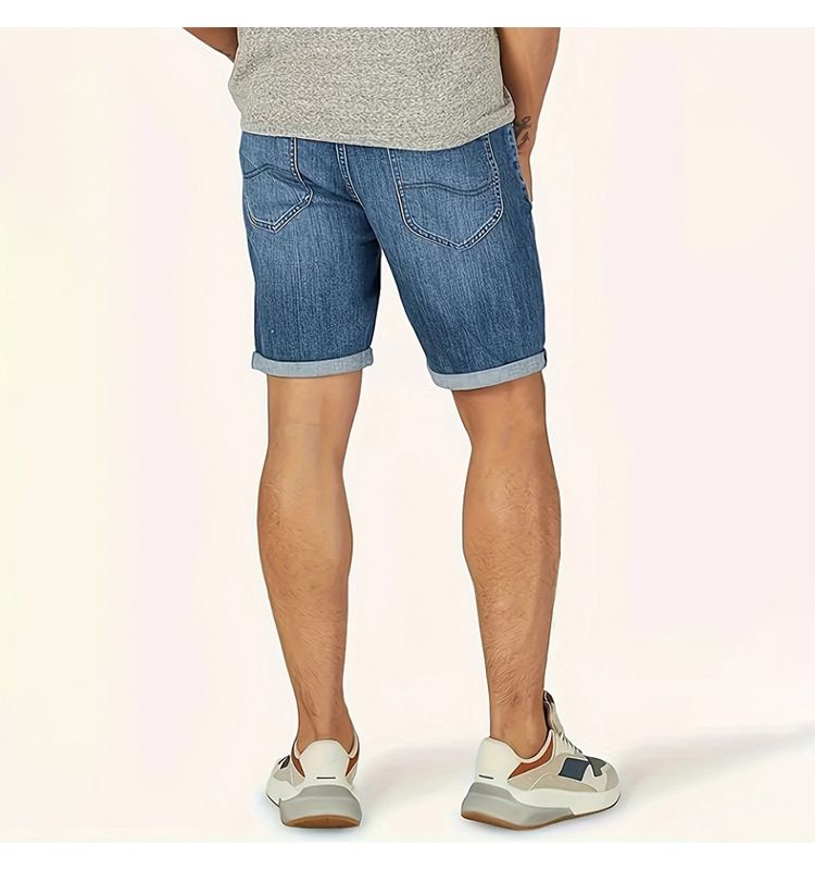 Denim Shorts Men Stretch Cuffed Skinny Jean Short Pants for Men