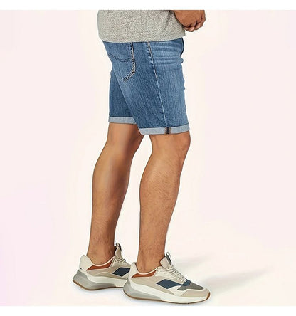 Denim Shorts Men Stretch Cuffed Skinny Jean Short Pants for Men
