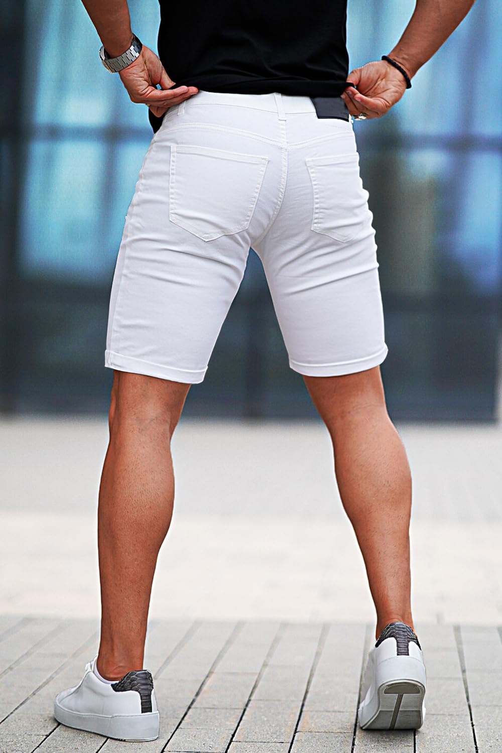 Denim Shorts Men Stretch Skinny Jean Short Pants for Men