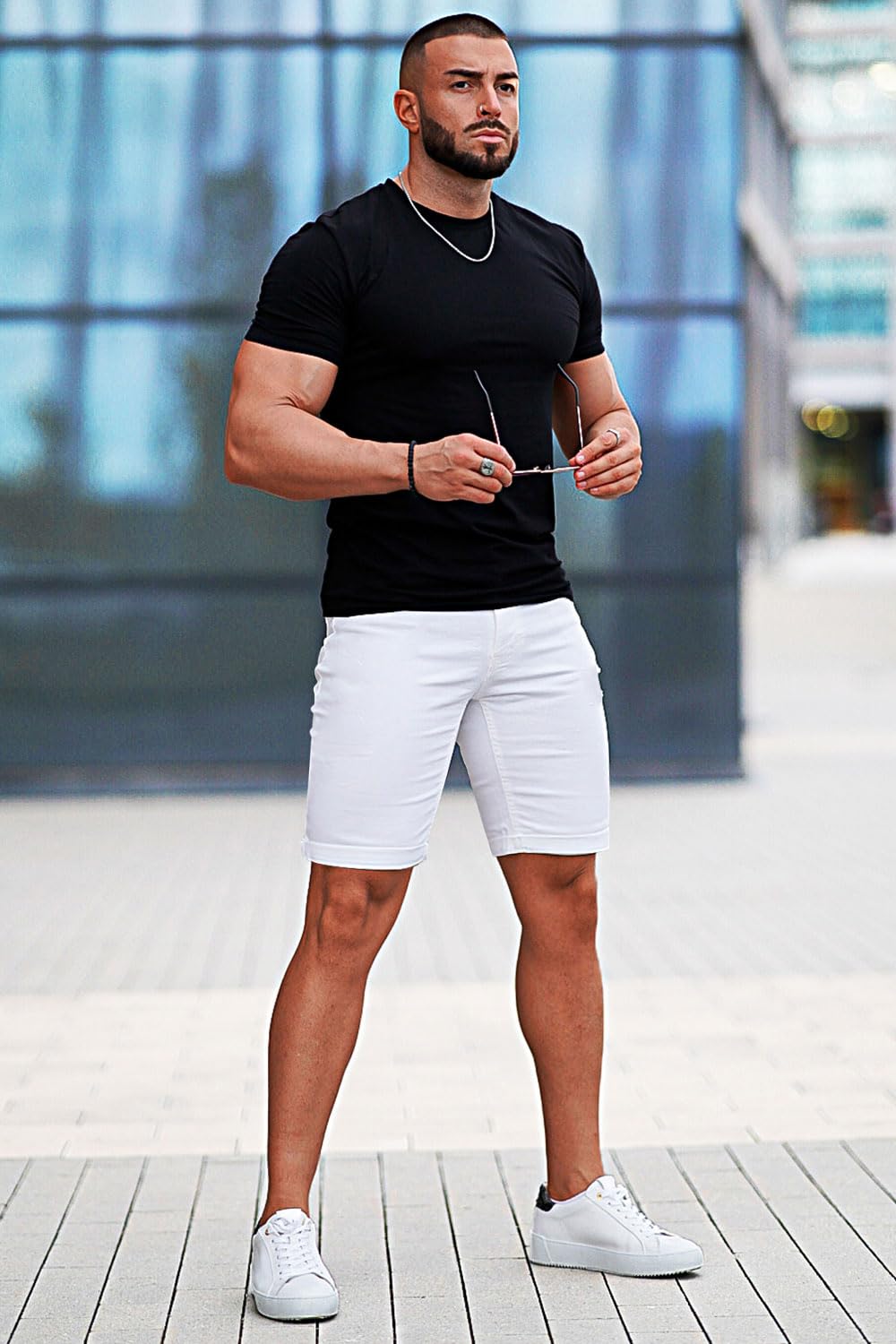 Denim Shorts Men Stretch Skinny Jean Short Pants for Men