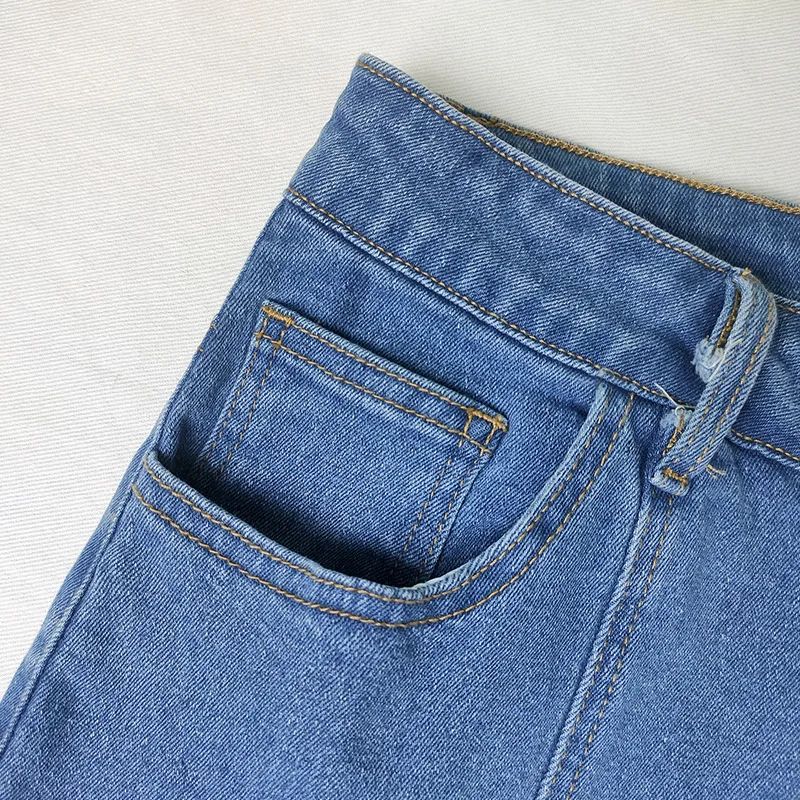 Jeansrock für Damen, verwaschener Fischschwanz-Jeansrock, Midirock