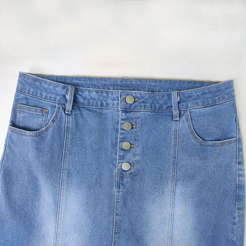 Jeansrock für Damen, verwaschener Fischschwanz-Jeansrock, Midirock