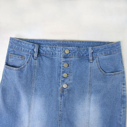 Jeansrock für Damen, verwaschener Fischschwanz-Jeansrock, Midirock