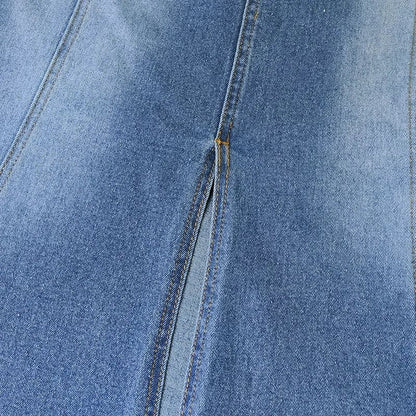 Jeansrock für Damen, verwaschener Fischschwanz-Jeansrock, Midirock