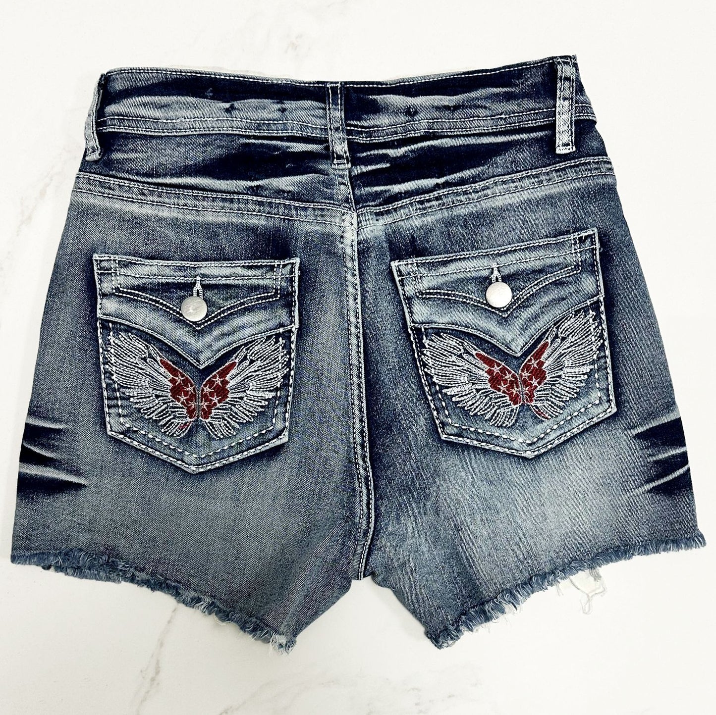 Embroidered Jean Shorts for Women High Waisted Distressed Denim Ripped Shorts