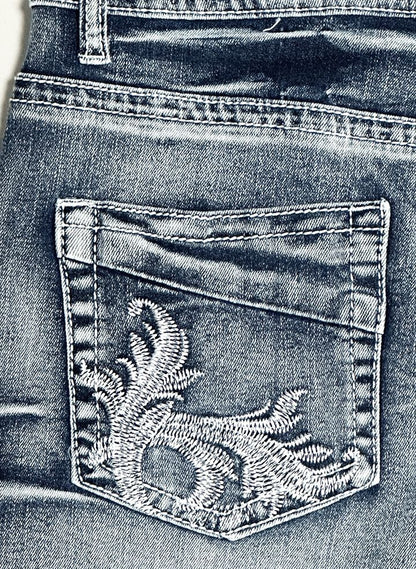 Embroidered Jean Shorts for Women High Waisted Distressed Denim Ripped Shorts