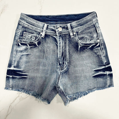 Embroidered Jean Shorts for Women High Waisted Distressed Denim Ripped Shorts