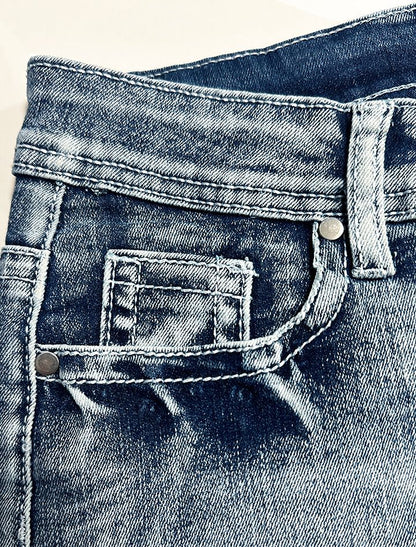 Embroidered Jean Shorts for Women High Waisted Distressed Denim Ripped Shorts