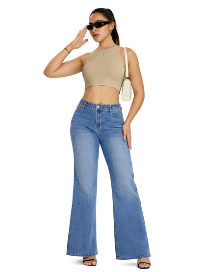 Flare Jeans Wide Leg Jeans for Women Baggy Hem Denim Pants