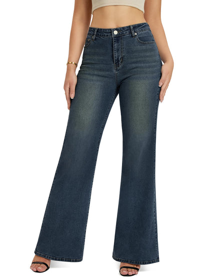 Flare Jeans Wide Leg Jeans for Women Baggy Hem Denim Pants