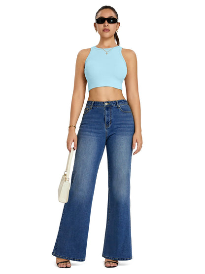 Flare Jeans Wide Leg Jeans for Women Baggy Hem Denim Pants