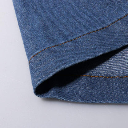 Women's Low Rise Bell Bottom Flare Jeans Retro Center Seam Slim Fit Denim Pants navy color details