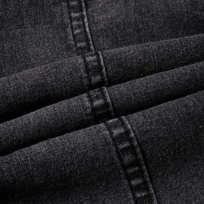 Women's Low Rise Bell Bottom Flare Jeans Retro Center Seam Slim Fit Denim Pants black color details