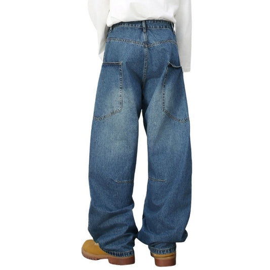 Men’s Straight Wide Leg Baggy Jeans Y2K Loose Fit Mid-Rise Denim Trousers