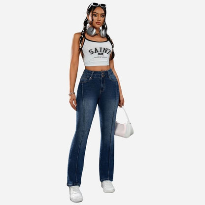 High waist flare jeans for women bootcut denim pants, front view